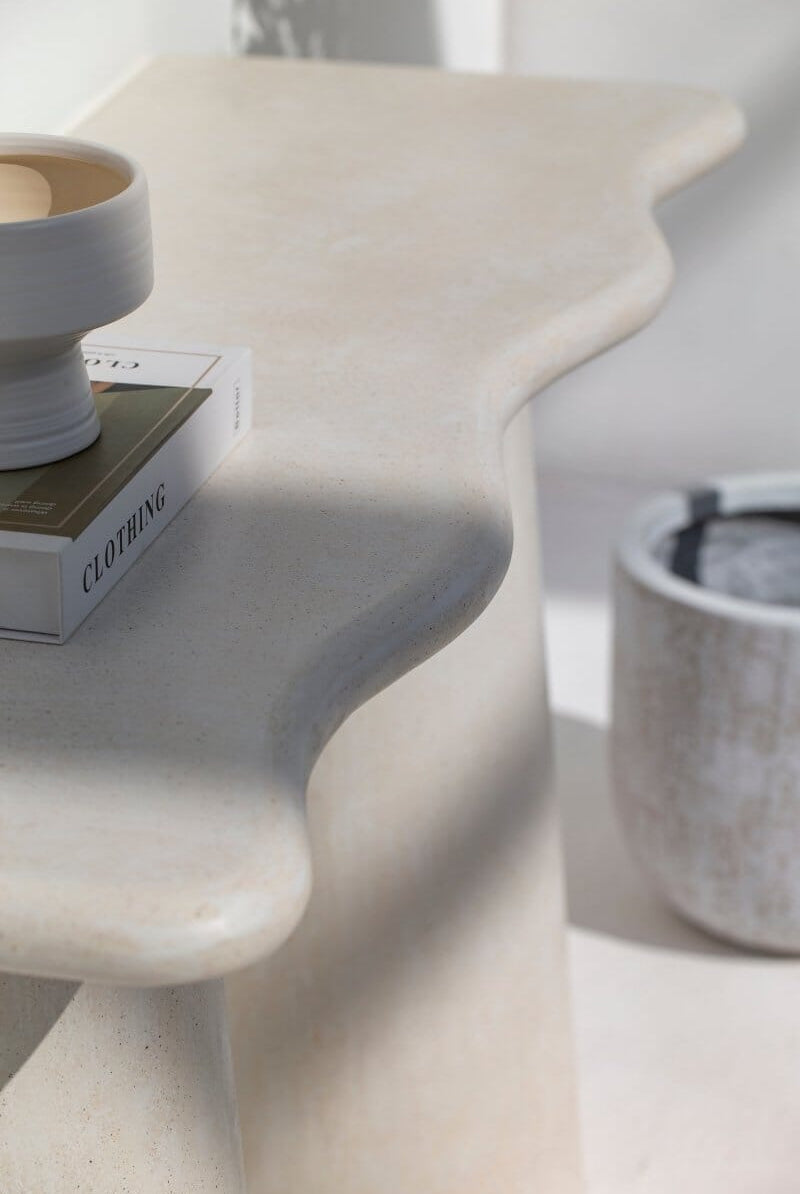 Malta Ivory Irregular Top Console Table Homekode