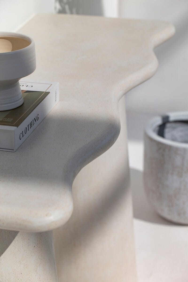 Malta Ivory Irregular Top Console Table Homekode