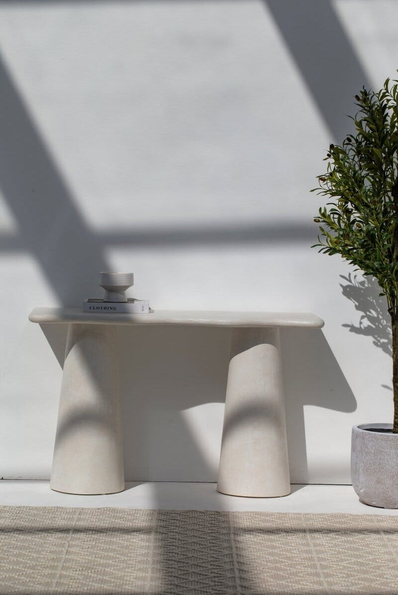 Malta Ivory Irregular Top Console Table Homekode