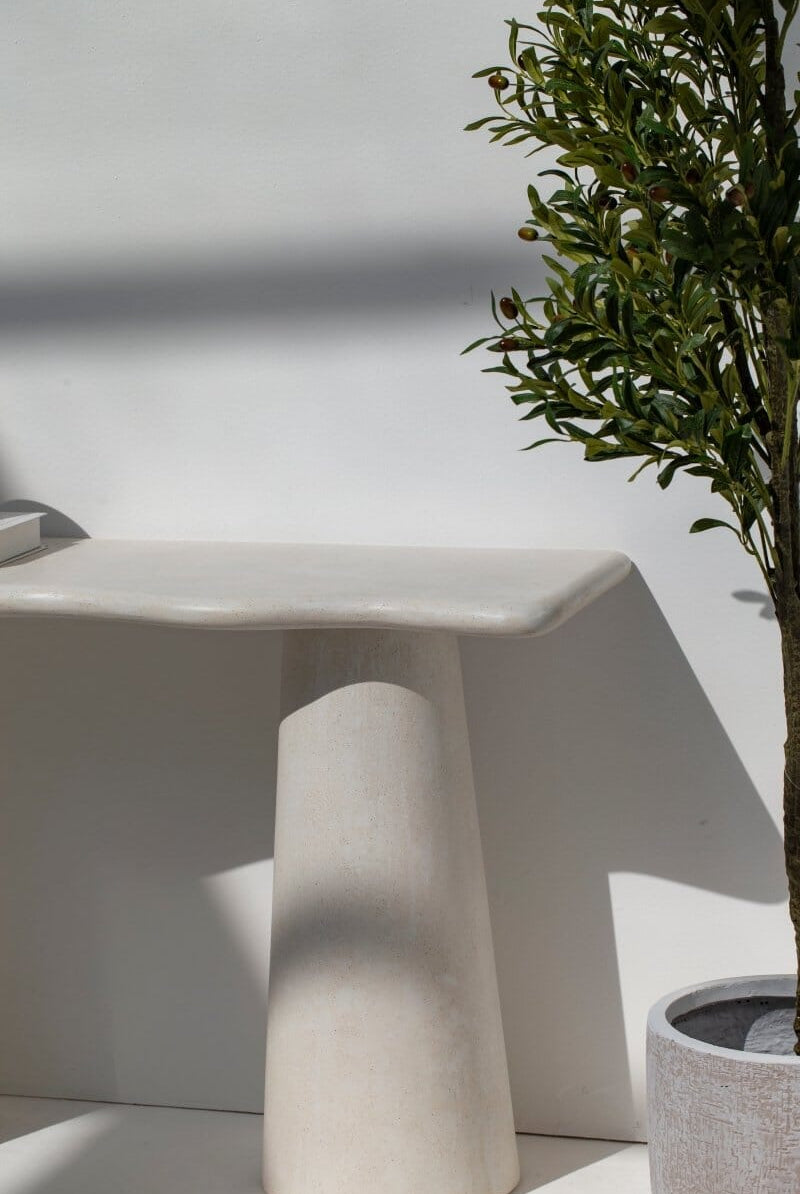 Malta Ivory Irregular Top Console Table Homekode