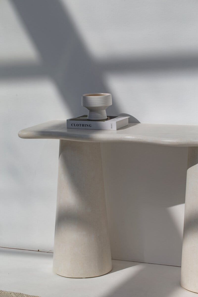 Malta Ivory Irregular Top Console Table Homekode