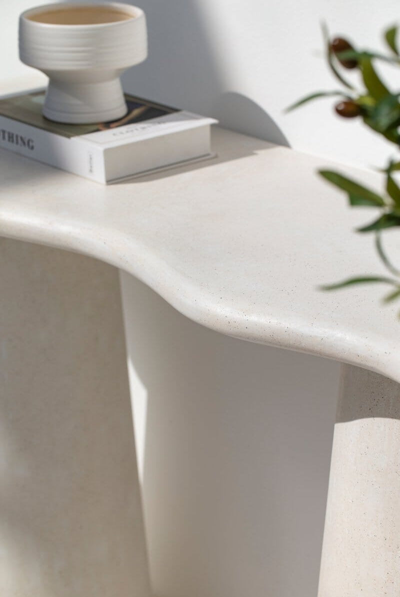 Malta Ivory Irregular Top Console Table Homekode