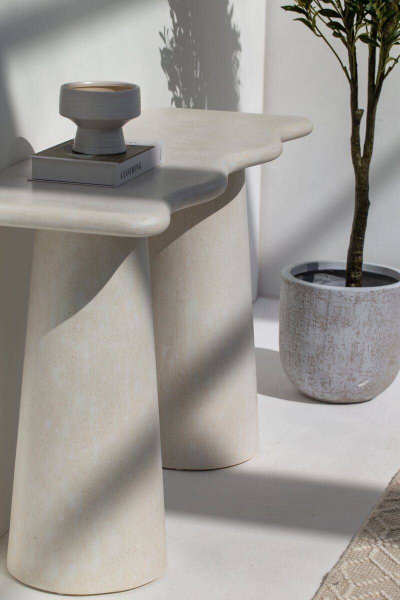 Malta Ivory Irregular Top Console Table Homekode