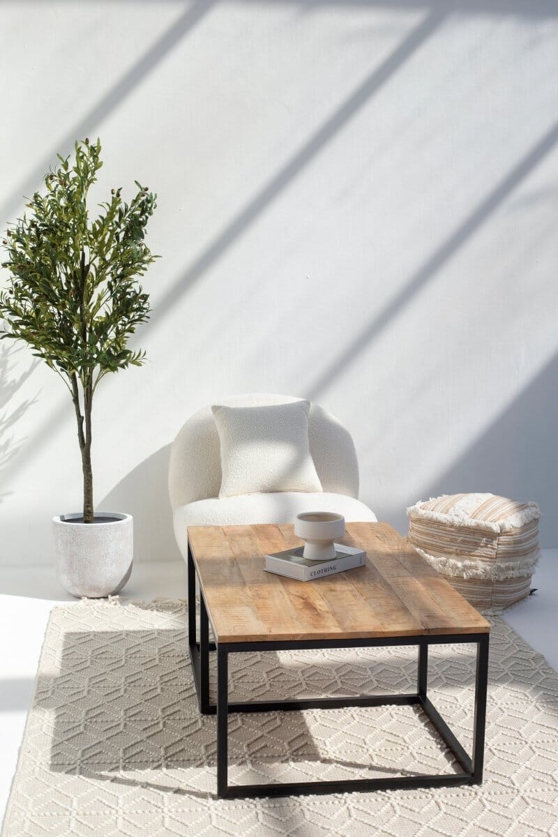 Alfie Nesting Wood Coffee Table with Black Metal Legs Homekode