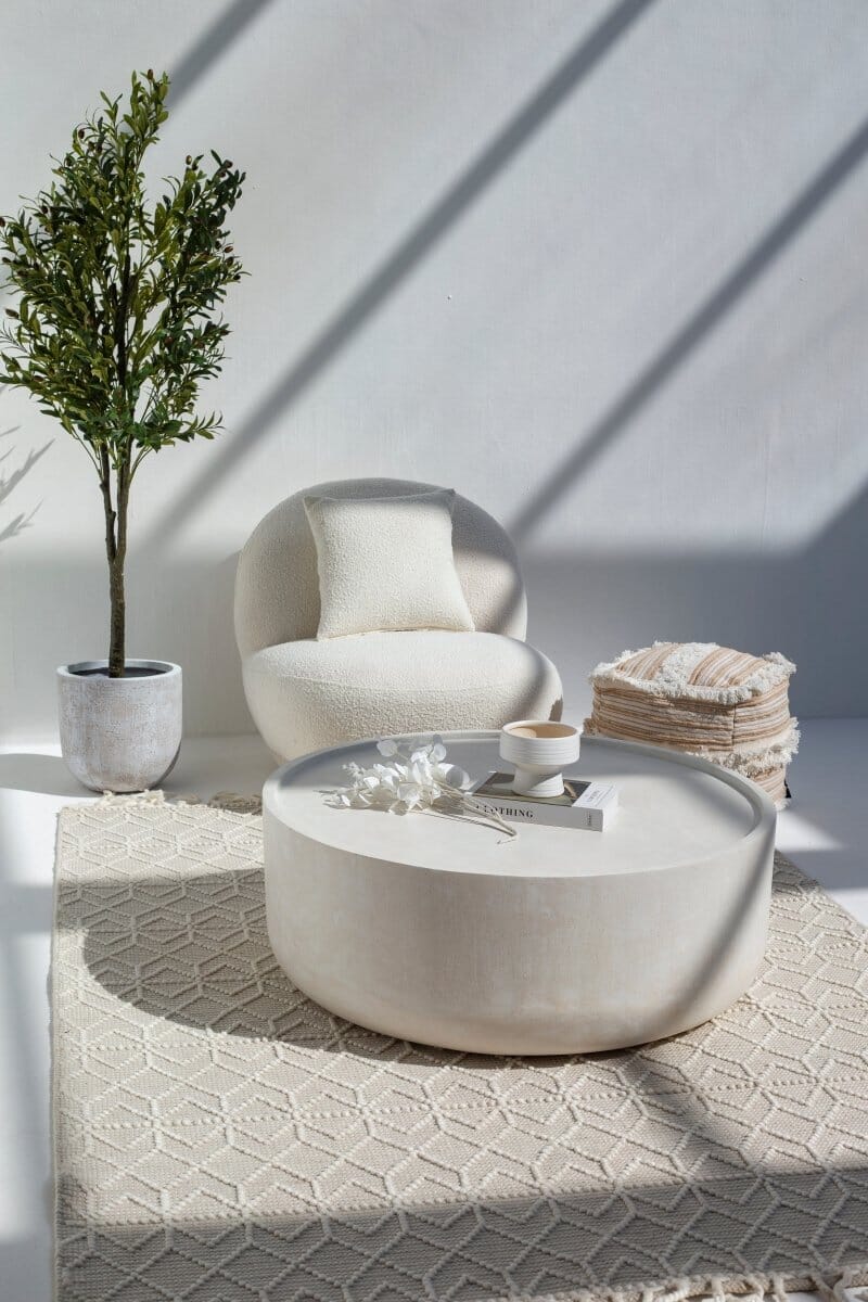 Alma Ivory Concrete Round Coffee Table Homekode