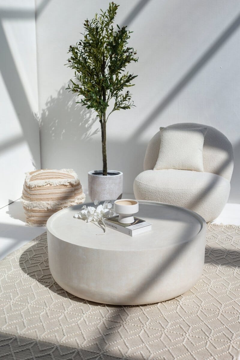 Alma Ivory Concrete Round Coffee Table Homekode