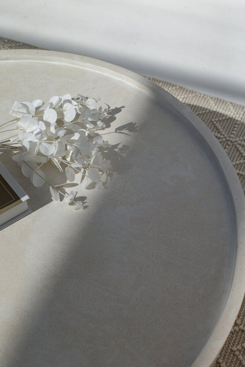 Alma Ivory Concrete Round Coffee Table Homekode