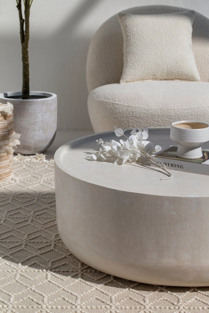 Alma Ivory Concrete Round Coffee Table Homekode