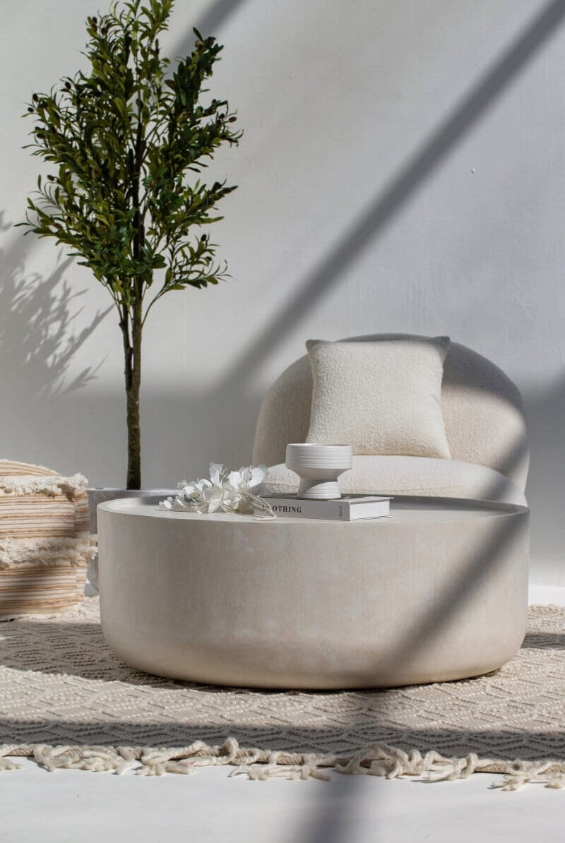 Alma Ivory Concrete Round Coffee Table Homekode