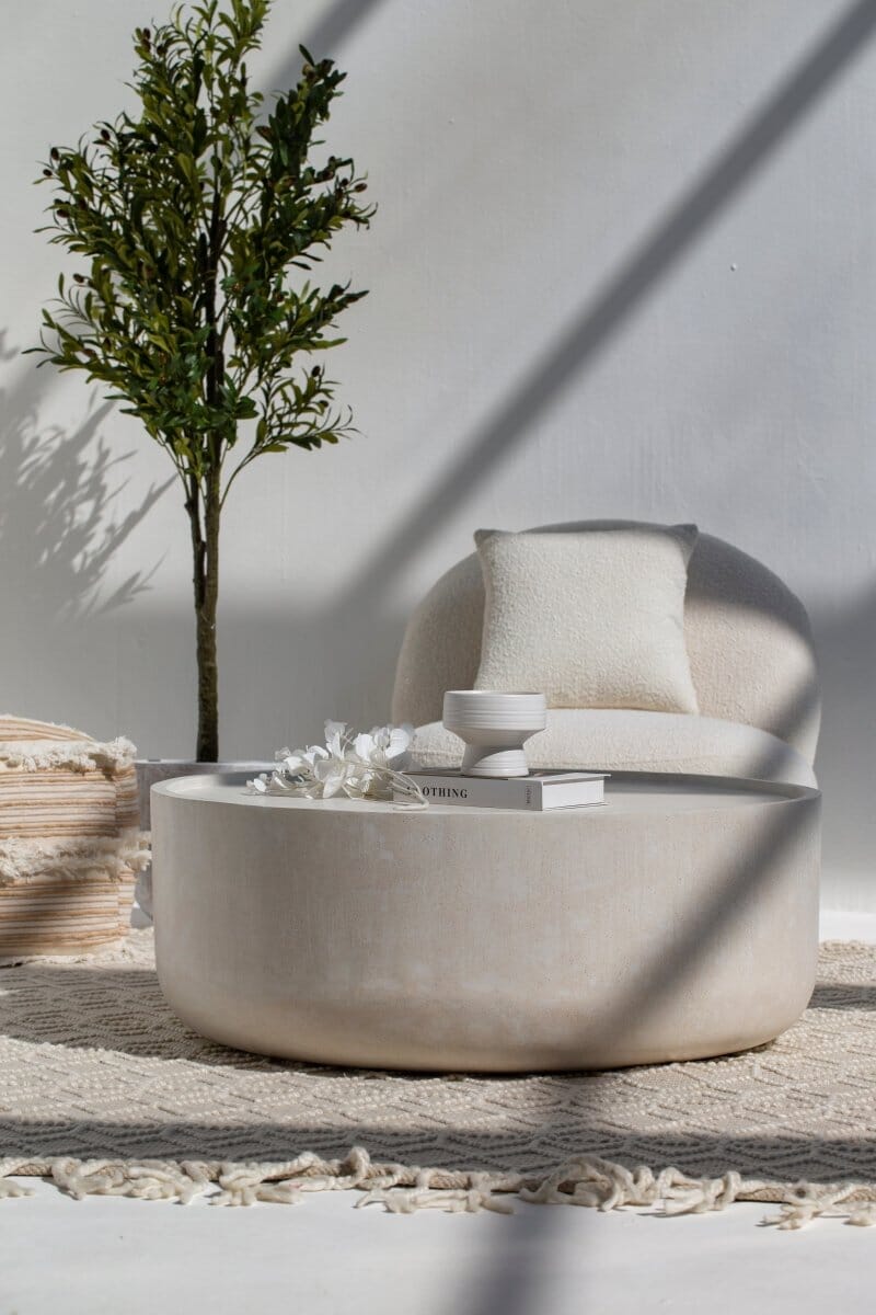 Alma Ivory Concrete Round Coffee Table Homekode