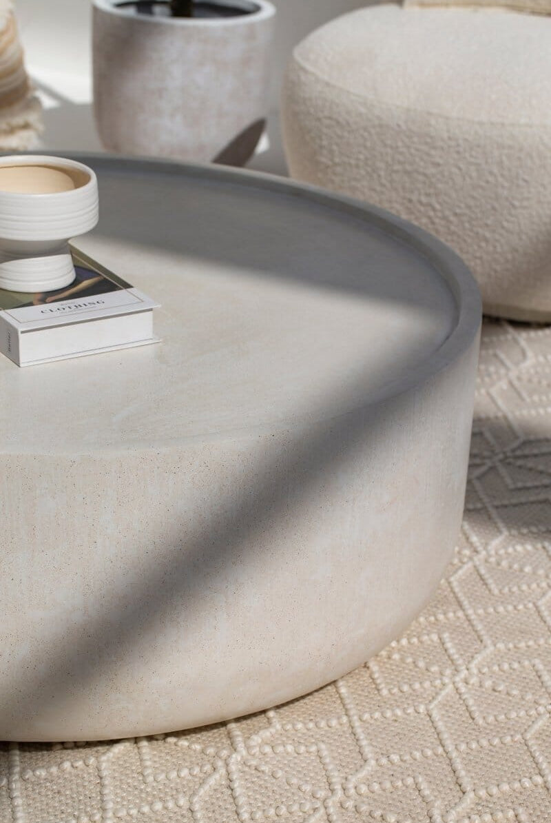 Alma Ivory Concrete Round Coffee Table Homekode