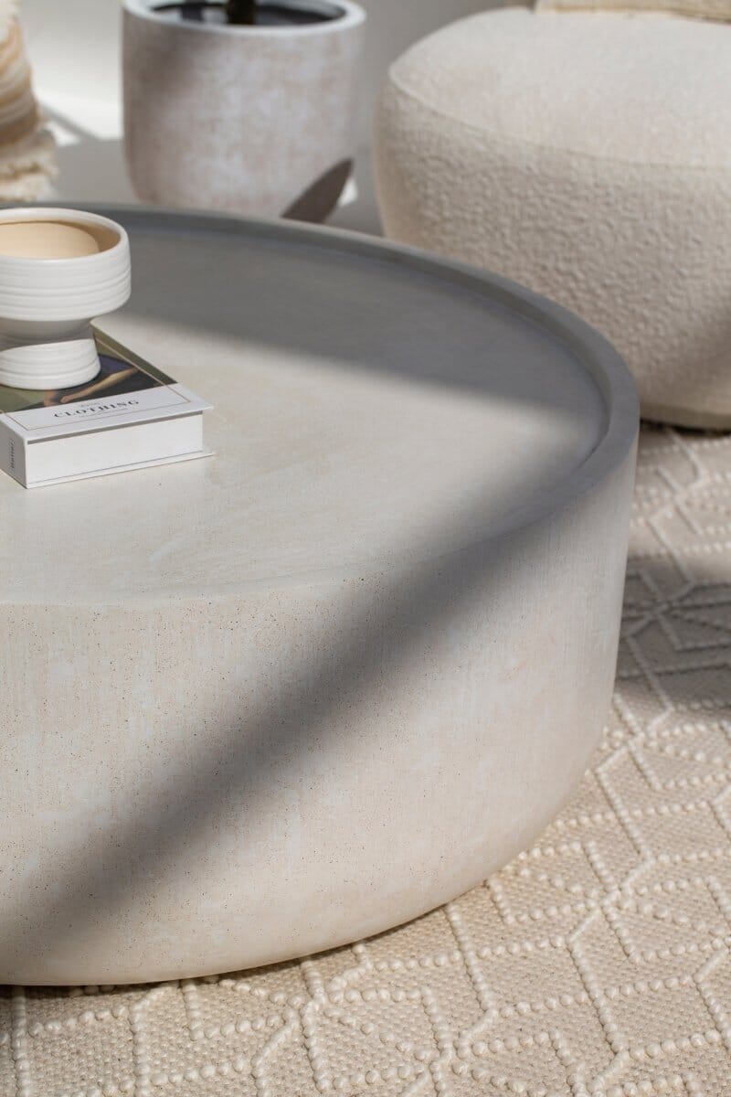 Alma Ivory Concrete Round Coffee Table Homekode
