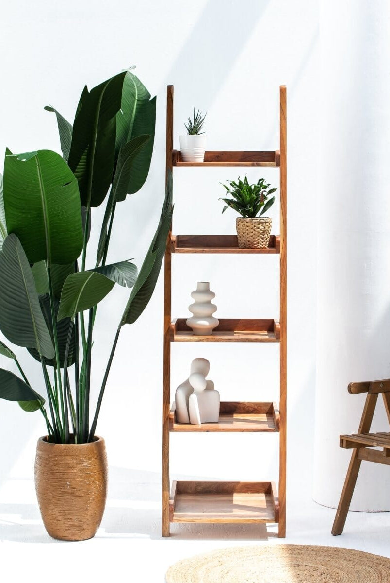 Acacia Wood Ladder Shelves Homekode