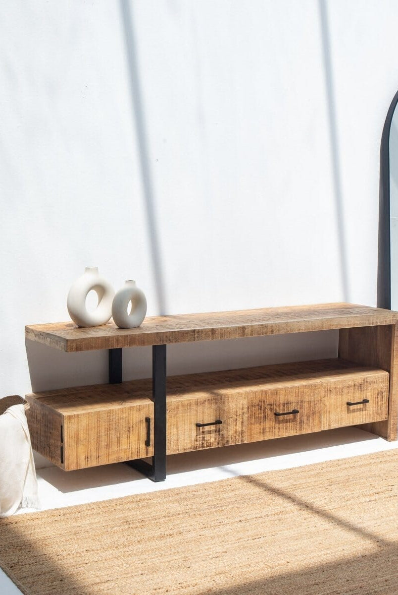 Wooden 3 Drawers TV Console Homekode