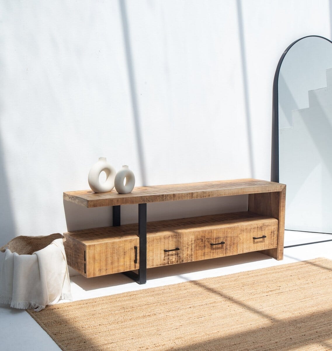 Wooden 3 Drawers TV Console Homekode