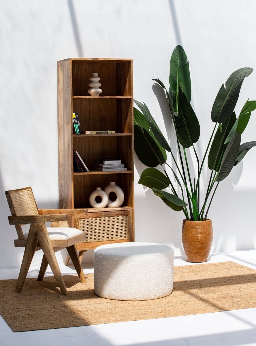 Rattan Mango Wood Bookcase/Shelves Homekode