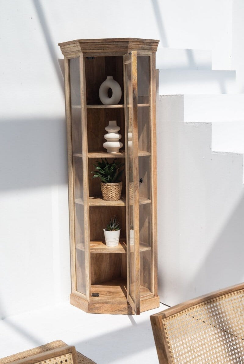 Corner Wooden Display Cabinet Homekode