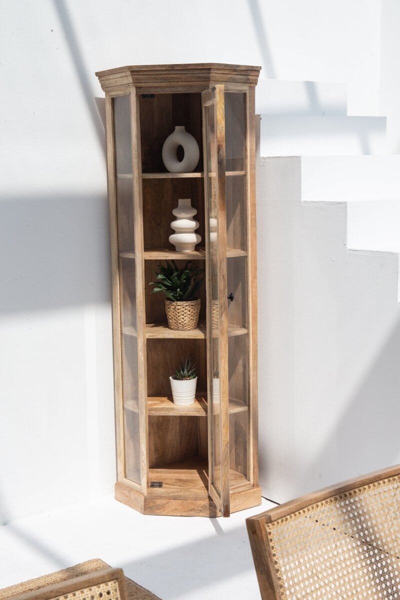 Corner Wooden Display Cabinet Homekode