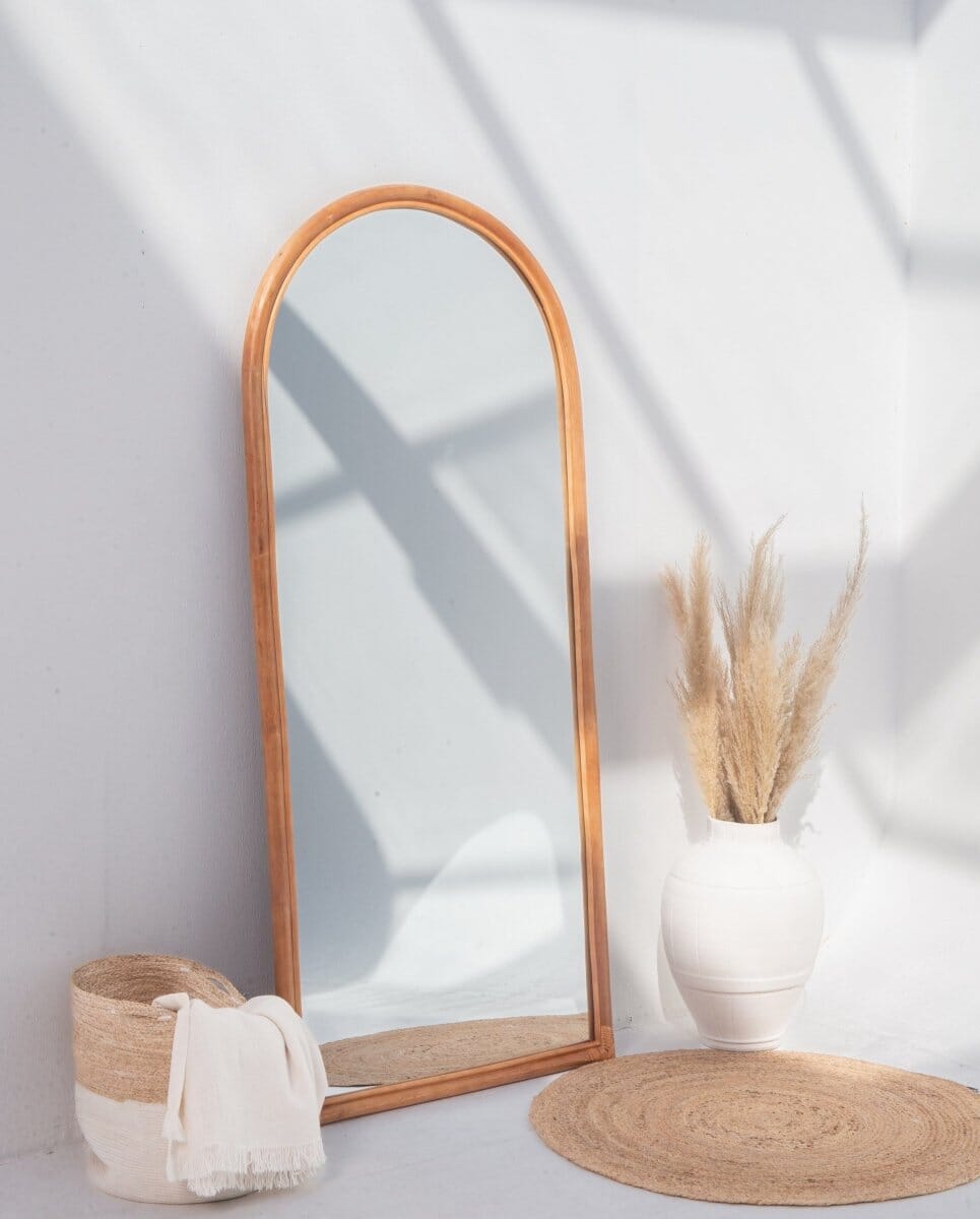 Bamboo Full Length Mirror Arch (180x80 CM) Bamboo Arch Mirror Homekode