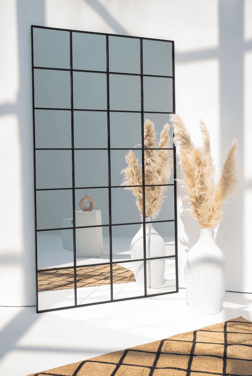 Freya XL Black Rectangular Window Mirror (210x120 CM) Mirrors Homekode