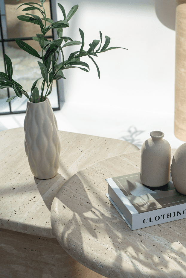 Geometric Light Beige Ceramaic Vase (2 Sizes) Homekode