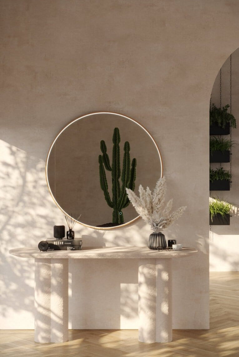 Maeve Gold Round Mirror with Inner Fr LED (3 Sizes) Homekode