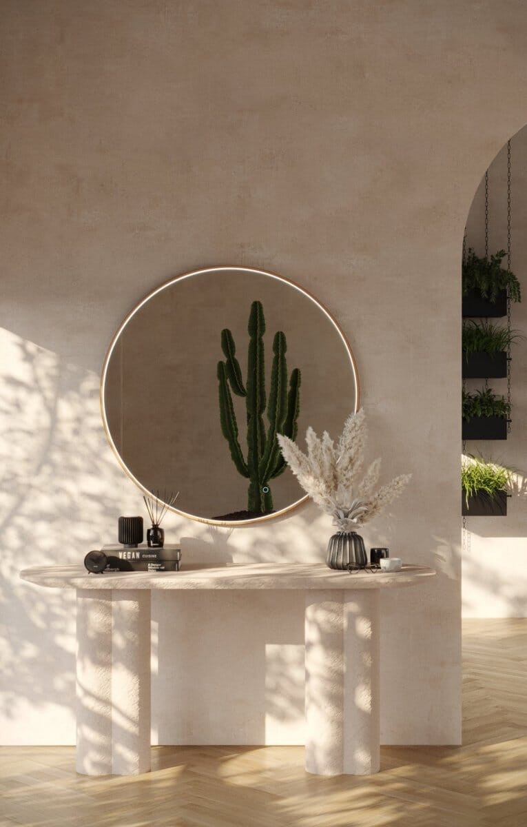 Maeve Gold Round Mirror with Inner Fr LED (3 Sizes) Homekode