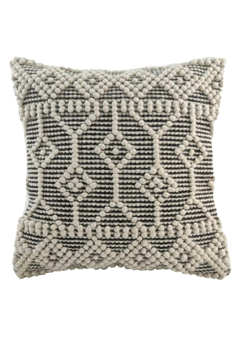 White & Brown Patterned Cushion With Filler (45x45 CM)