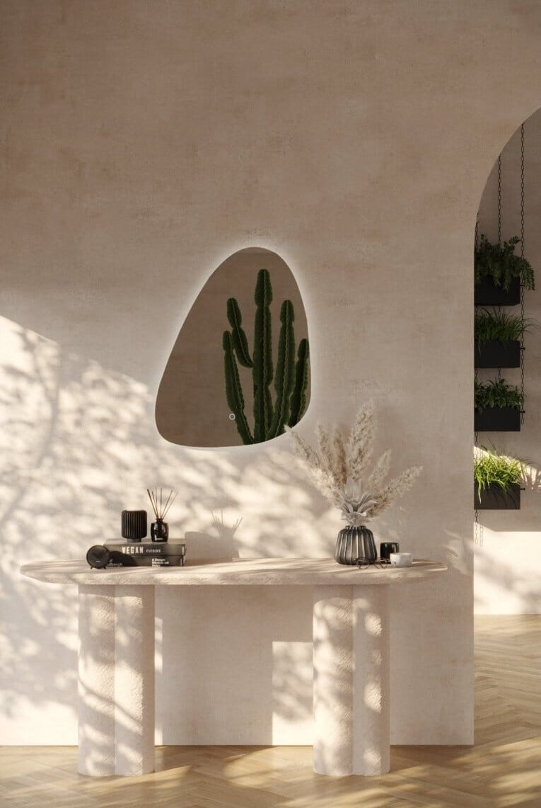 Kaia Triangle Frless Irregular Wall Mirror with LED (90x70 CM) Mirrors Homekode