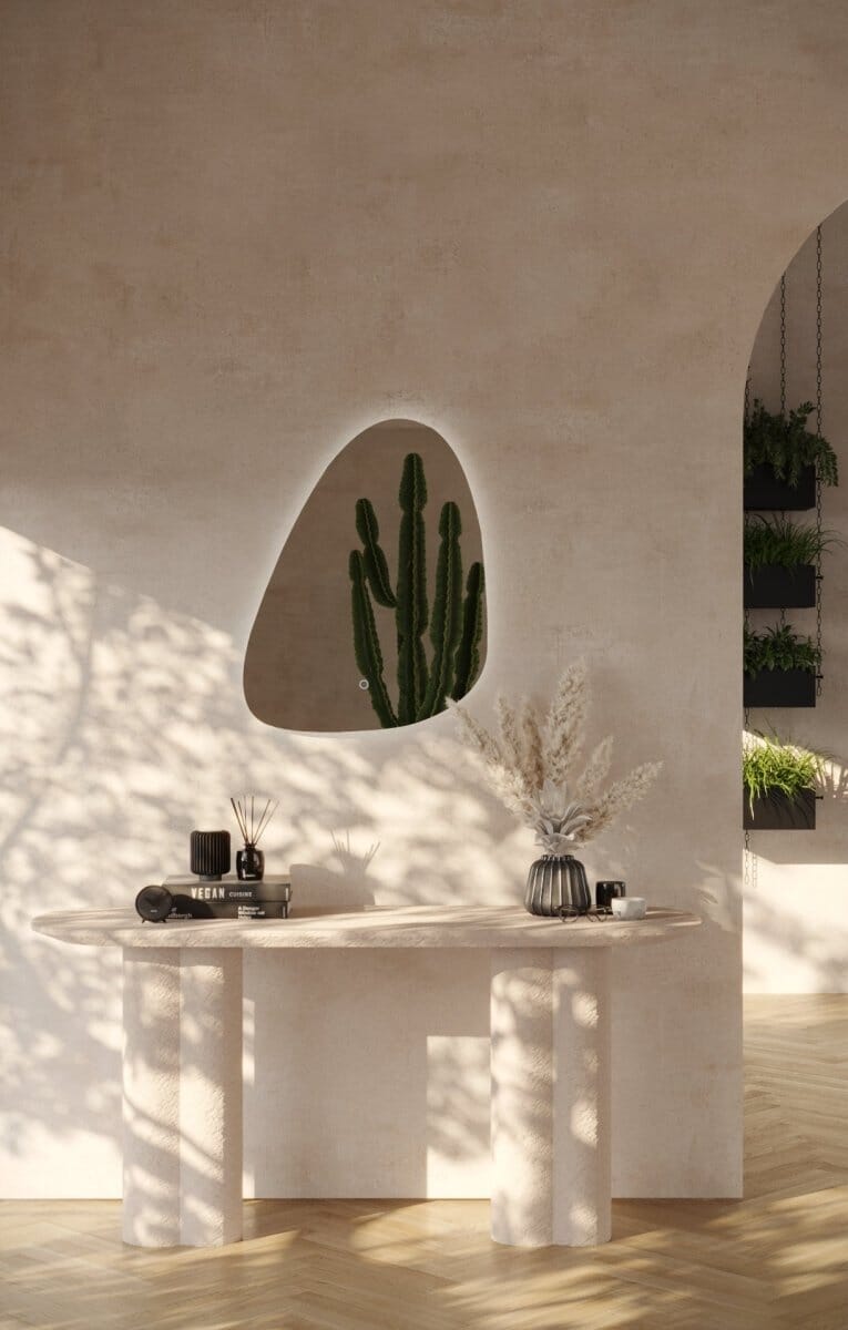 Kaia Triangle Frless Irregular Wall Mirror with LED (90x70 CM) Mirrors Homekode