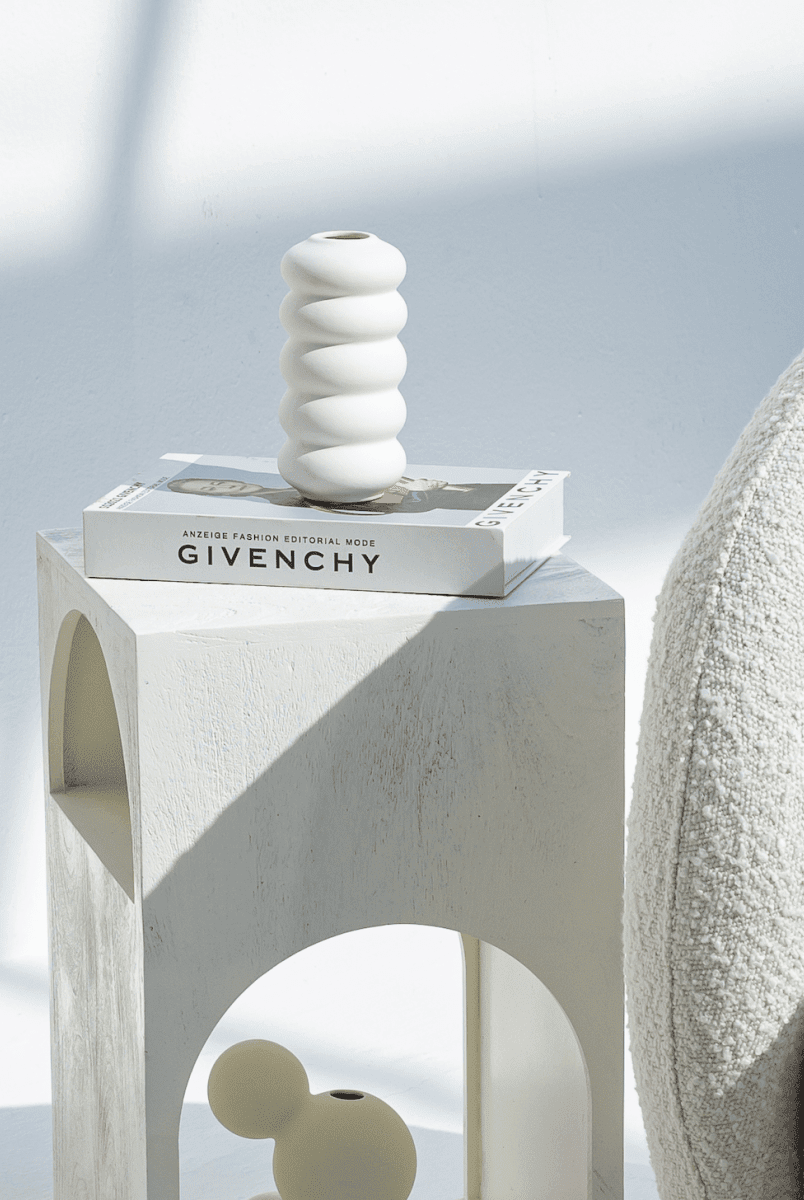 Layered Circles White Ceramic Vase