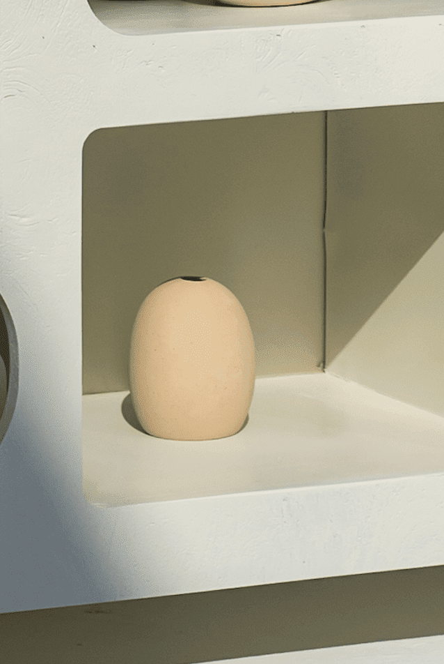 Mini Oval Beige Ceramic Vase (7x9 CM)