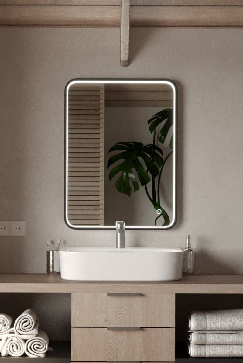 Demi Black Rectangular Mirror with Inner Frame LED (3 Sizes)