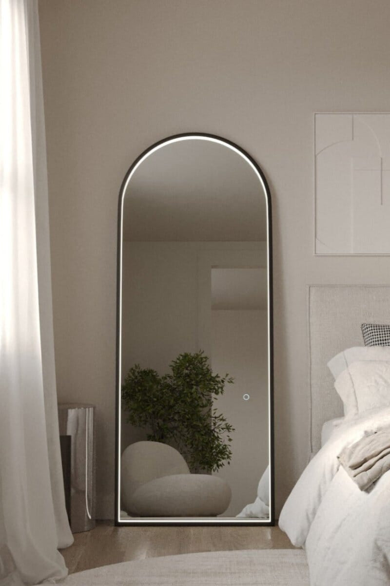 Ember Black Arch Mirror with Inner Frame LED (180x80 CM)