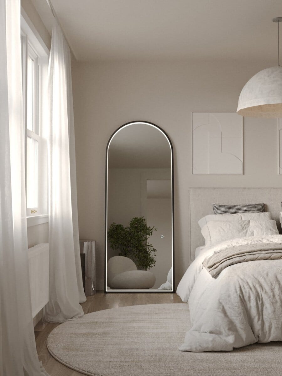 Ember Black Arch Mirror with Inner Fr LED (180x80 CM) Mirrors Homekode