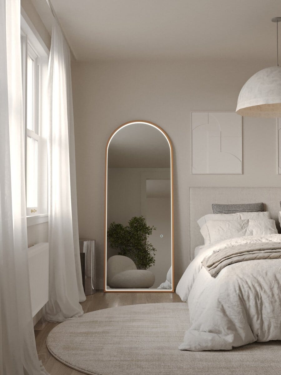Ember Gold Arch Mirror with Inner Fr LED (180x80 CM) Mirrors Homekode