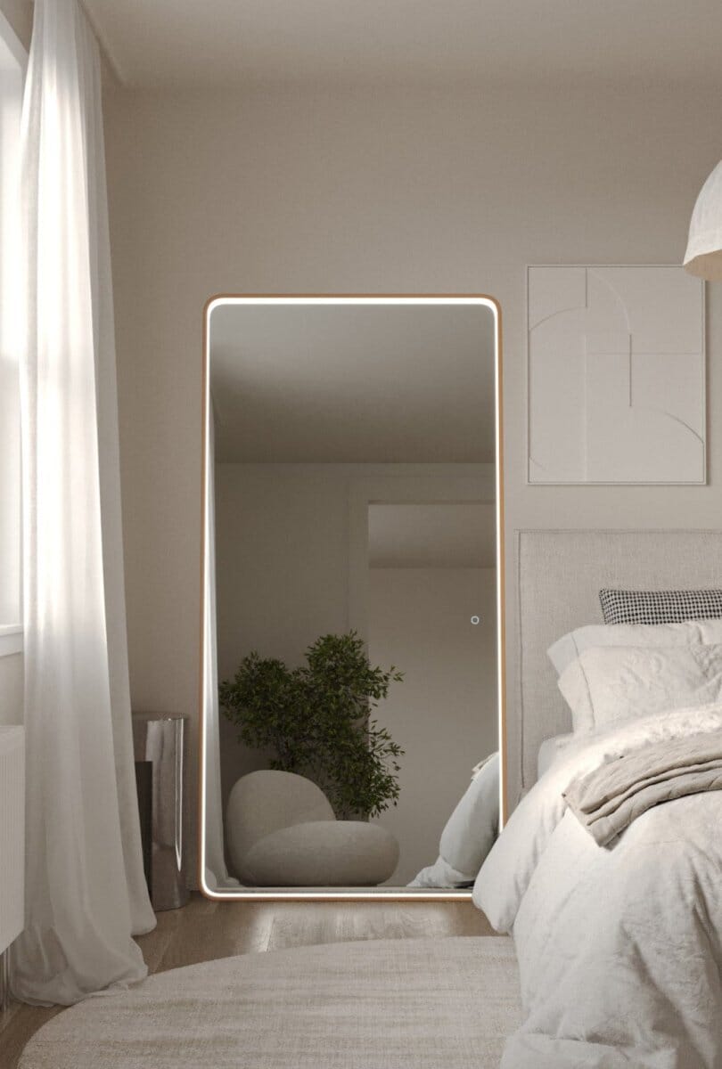 Demi Gold Rectangle Mirror with Inner Frame LED (2 Sizes)