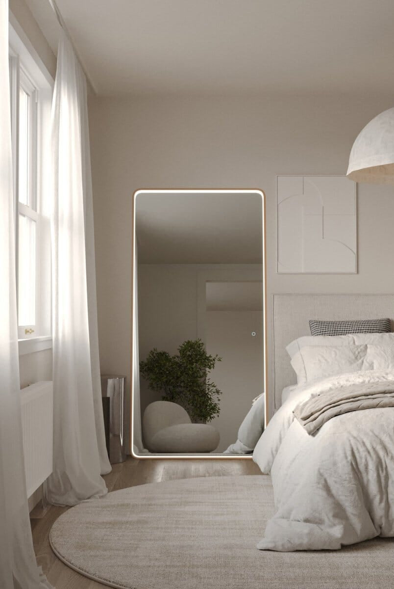 Demi Gold Rectangle Mirror with Inner Fe LED (2 Sizes) Mirrors Homekode