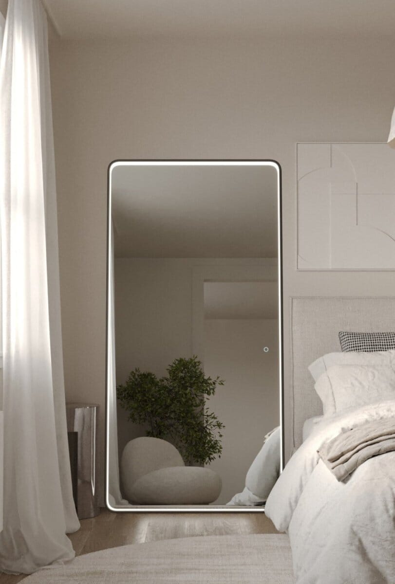 Demi Black Rectangle Mirror with with Inner Frame LED (2 Sizes)