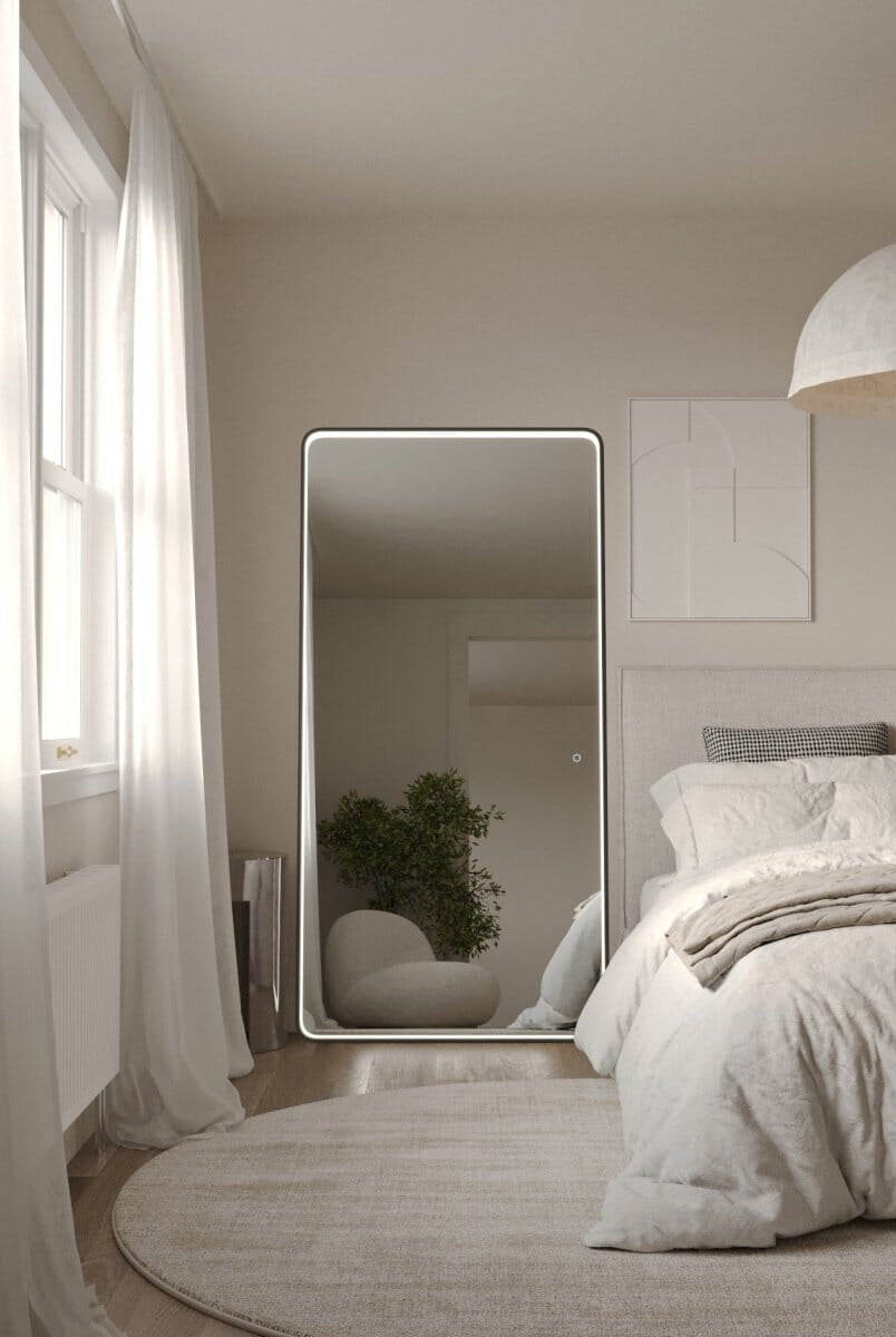 Demi Black Rectangle Mirror with with Inner Fr LED (2 Sizes) Mirrors Homekode