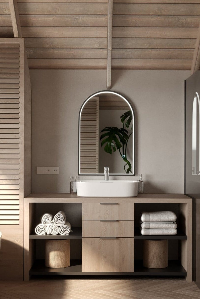 Ember Black Arch Wall Mirror with Inner Frame LED (2 Sizes)