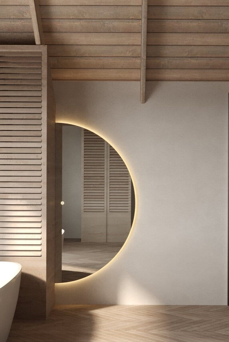 Molly Half Circle Wall Mirror with Backlit Led Light (3 Sizes)