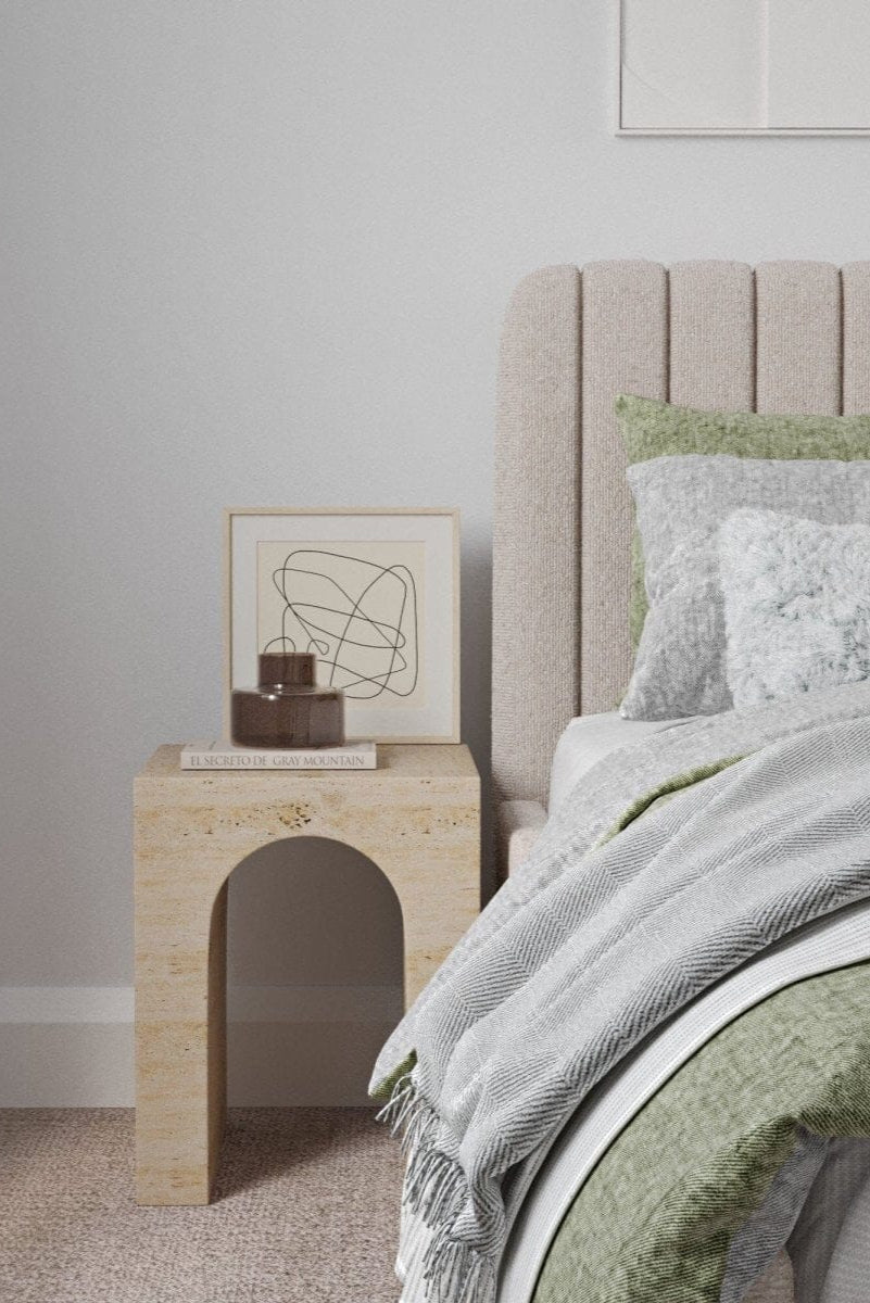 Iris Travertine Side Table with Arch Design