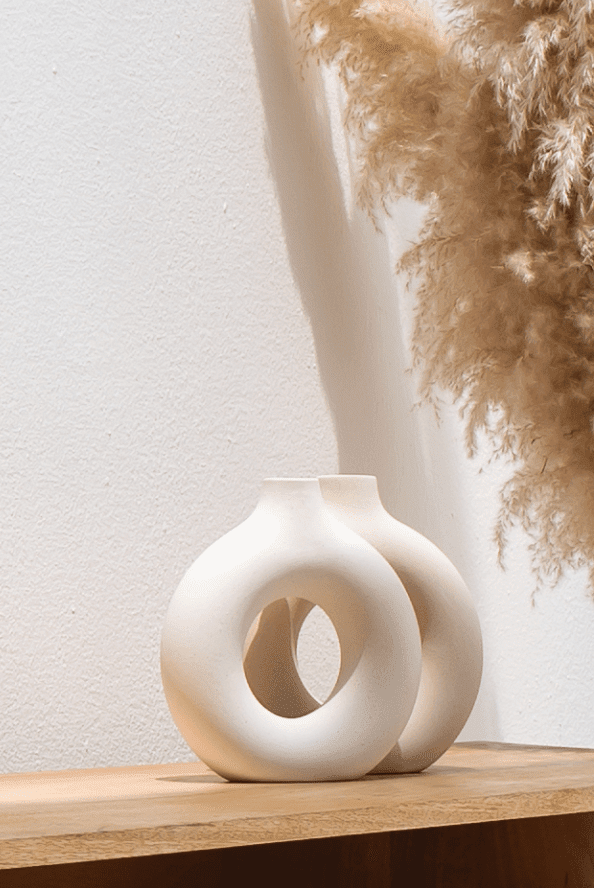 Off-White Ceramic Donut Vase (3 Sizes)