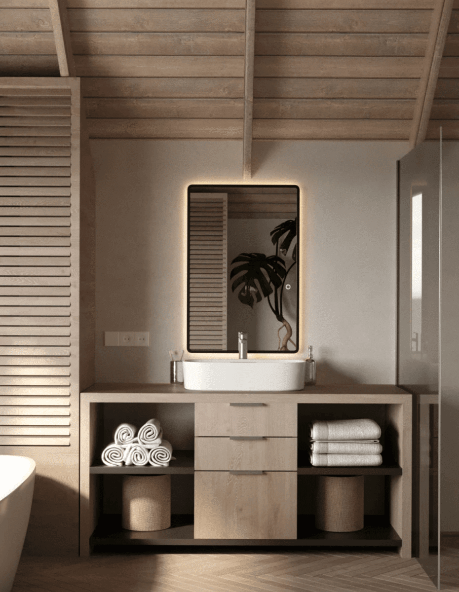 Backlit Black Fr Wall Mirror with Rounded Corners (3 Sizes) Mirrors Homekode