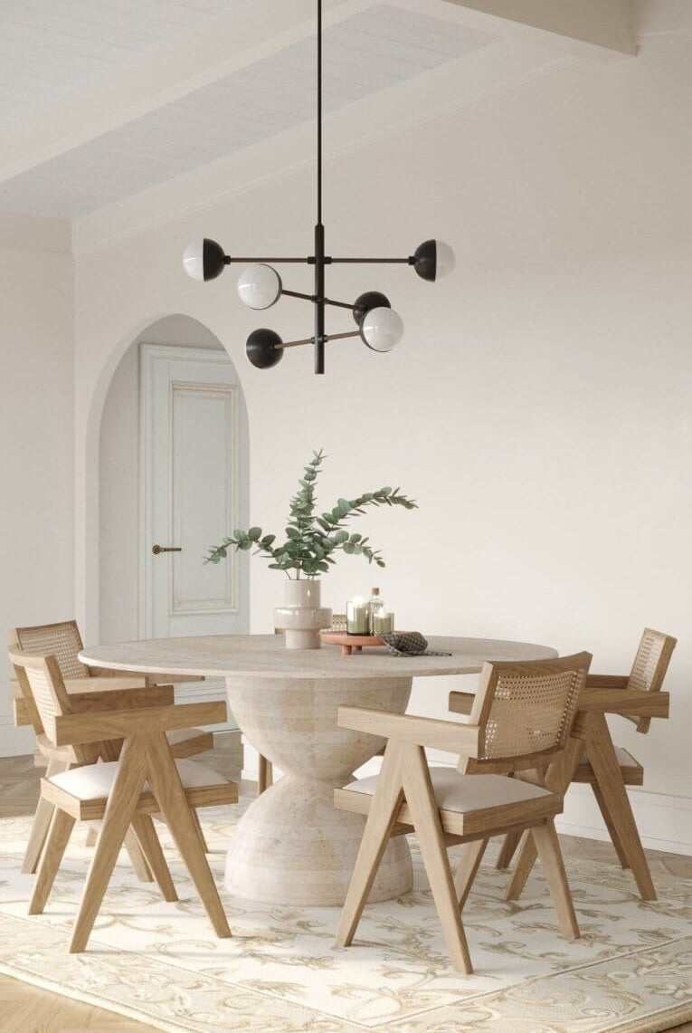 Zoey Hourglass Leg Travertine Round Dining Table (3 Sizes)