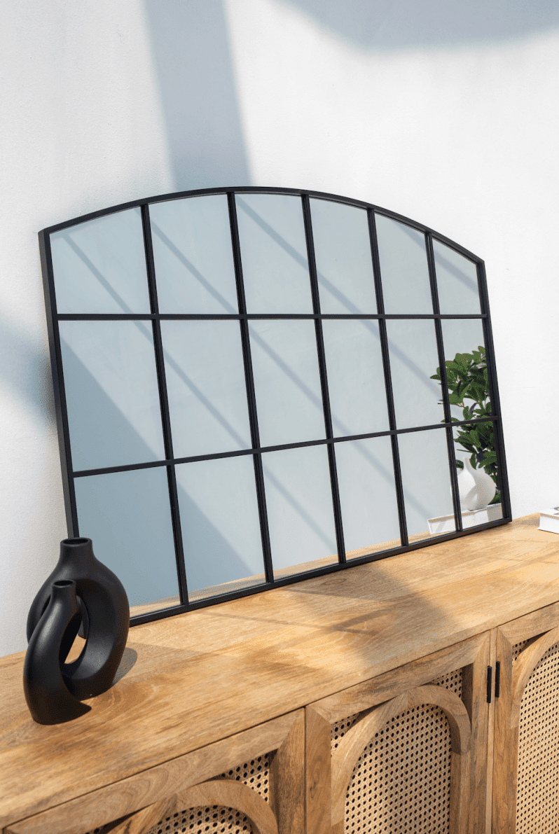 Raven Black Window Black Console Mirror (120x80 CM) Homekode