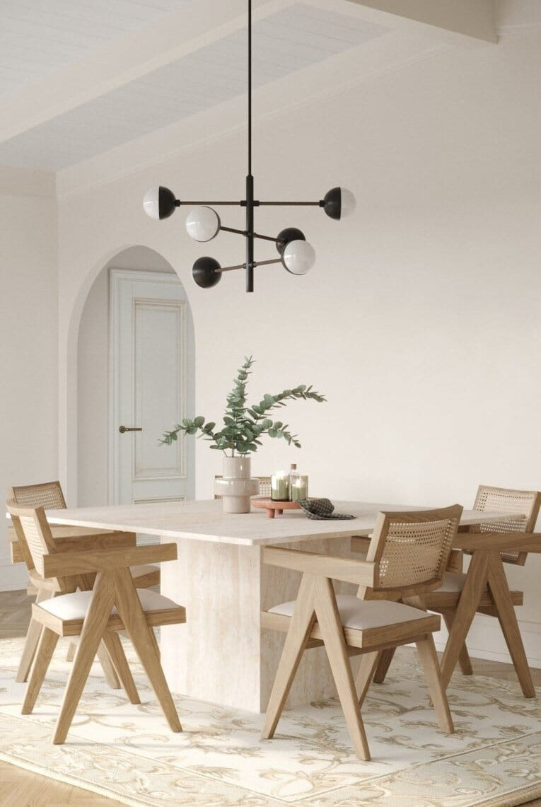 Travertine Square Top Dining Table