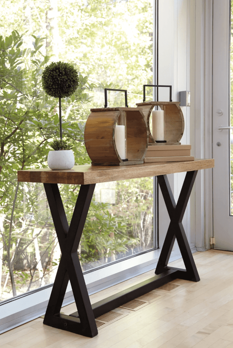 Wooden X Legs Console Homekode