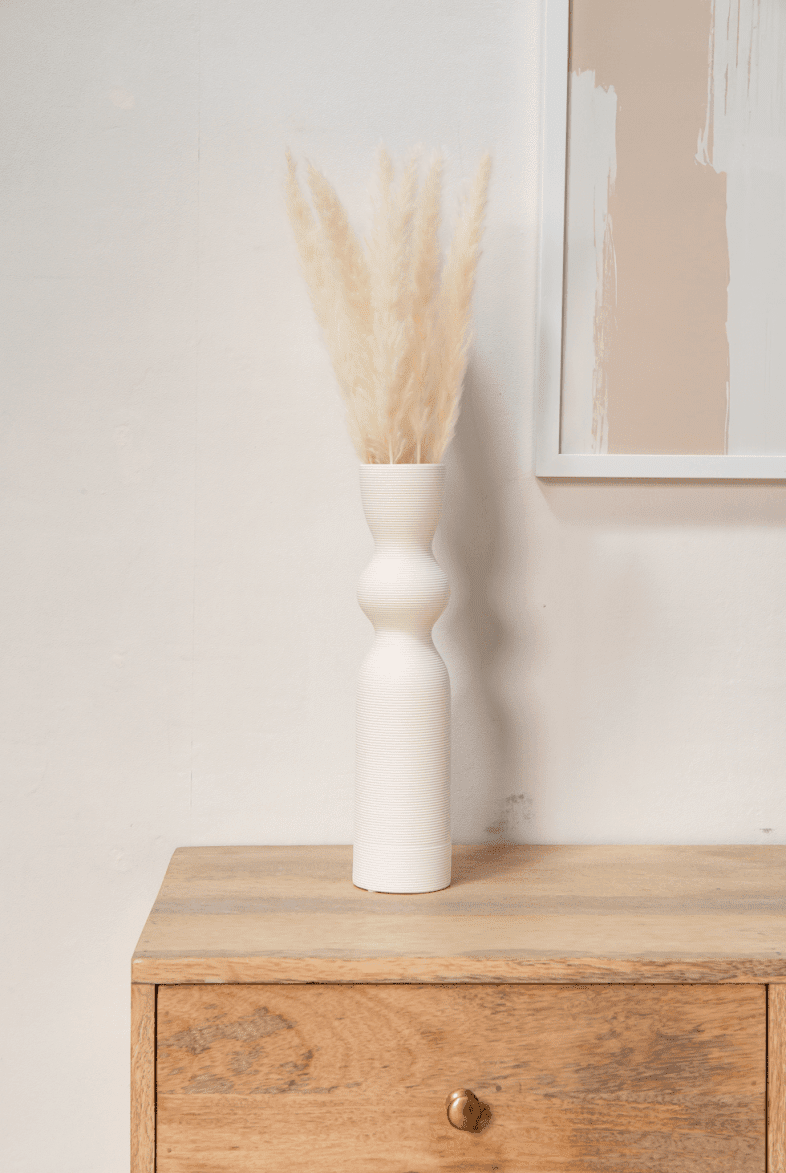 Wavy White Long Vase